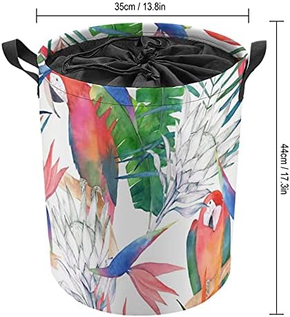 Yuvarlak depolama Sepeti Kaplama Organizatör Bin Çamaşır Sepeti Kreş Giysi Oyuncaklar Papağanlar Protea Ve Yapraklar İçin