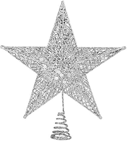 nicything noel ağacı Yıldız Topper ile led ışıkları, noel ağacı Topper Yıldız Gümüş Altın Glittered Hallow Ağacı Yıldız Benzersiz