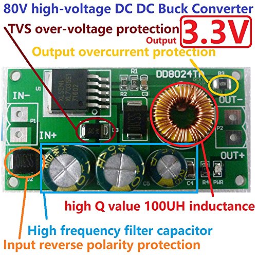Eletechsu 3.3 V DC Çıkış 10 V-80 V için 3.3 V Yüksek Gerilim DC-DC Buck Adım-Aşağı Dönüştürücü DC-DC Modülü Güç Kaynağı Kurulu
