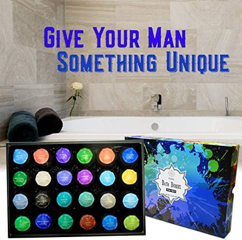 Erkekler için Banyo Bombası Hediye Setleri. 24 Terapötik Aromaterapi Erkek Banyo Bombaları. Erkekler için %100 Doğal Organik