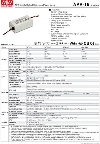 [PowerNex] Ortalama Kuyu APV-16-15 15 V 1A 15 W Tek Çıkış LED Anahtarlama Güç Kaynağı