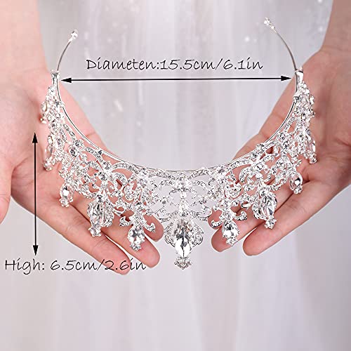 JWICOS Kristal Prenses Tiara Cadılar Bayramı Kostüm Grad Taç Tiara Kadınlar için (Gümüş)