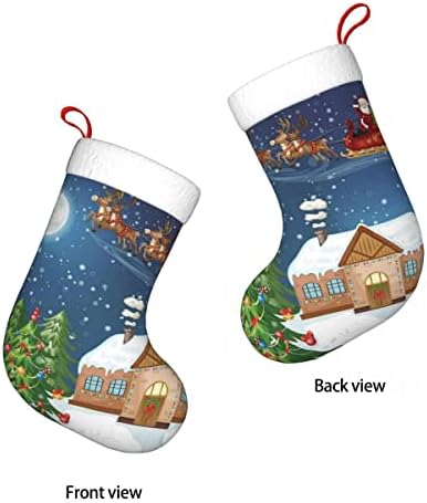 Noel Noel Aile için En İyi Hediye,Düğmeli Soyut Kumaş Tarzı Ağaç Yıldız Ağacı Topper Ahşap Zemin, Peluş Manşetli Noel Çorapları