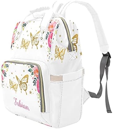 Çiçek gül kelebek kişiselleştirilmiş bebek bezi çantası çok fonksiyonlu sırt çantası bebek bezi çantası seyahat sırt çantası