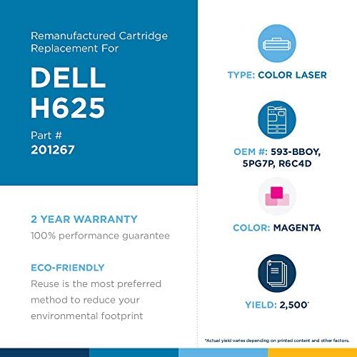 Yonca Yeniden Üretilmiş Toner Kartuşu Değiştirme için Dell H625 / Eflatun / Yüksek Verim