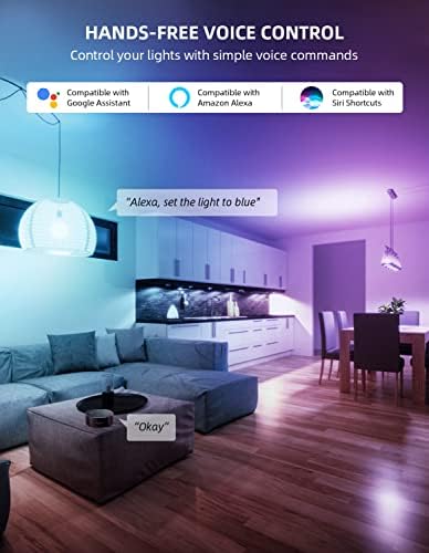 Wixann Akıllı WiFi LED Ampul, Alexa Google Ev Siri ile Uyumlu (Hub Gerekmez), A19 E26 Çok Renkli Değişen Ampul RGBCW 2.4 G 7W
