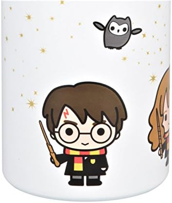 Harry Potter Paslanmaz Çelik Su Şişesi - Beyaz ile Harry, Ron ve Hermione Chibi Karakter Tasarım-Çift Duvar Yalıtımlı-550 ml