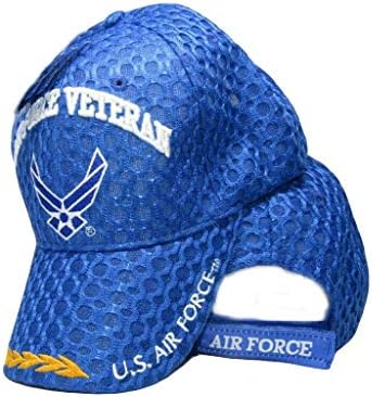 Hava Kuvvetleri Veteran Veteriner Kanatları Mavi Örgü Dokulu İşlemeli Beyzbol Şapkası Şapka