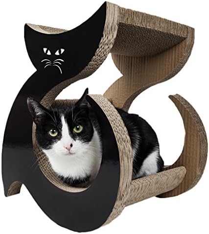 PET YAŞAM 'Purresque' Modern Moda Tasarımcısı Premium Kalite Kitty Cat Scratcher Şezlong Salonu Catnipli, Bir Boyut, Siyah