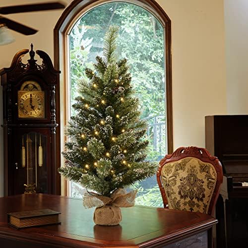 OasisCraft 3ft Masa Üstü Noel Ağacı-Çuval Bezi Tabanlı Küçük Noel Ağacı, 36 inç Noel Ağacı