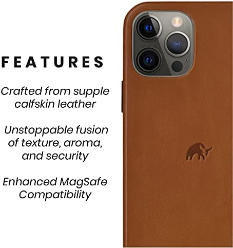 Bullstrap Premium Deri Telefon Kılıfı Apple iPhone 12/12 Pro ve MagSafe Şarj Cihazı ile Uyumlu, Sienna Brown
