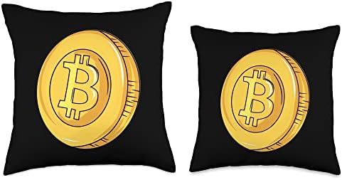 Kripto Para Madenciliği ve Dijital Para Birimi Tasarımı Kripto Bitcoin Para Atma Yastığı, 18x18, Çok Renkli