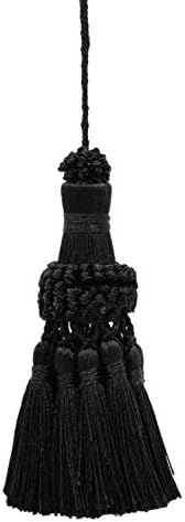 DÉCOPRO Zarif Siyah Anahtar Püskül / 4 İnç Püskül, 3,5 inç Döngü Stili NKT-Oniks K9