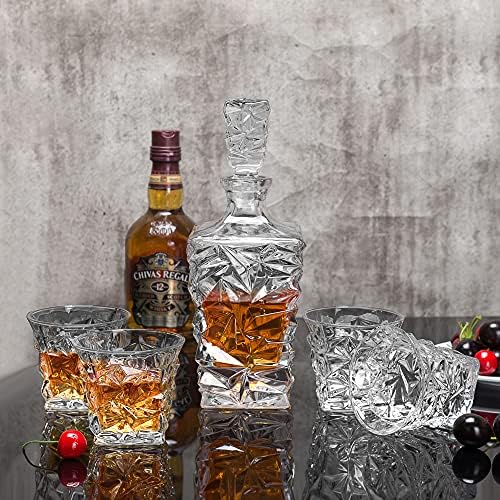 Gözlüklü Kristal Viski Sürahi Seti, Hediye Kutusunda LANFULA Premium Likör Sürahi Seti. Bourbon Scotch veya Viski için Premium