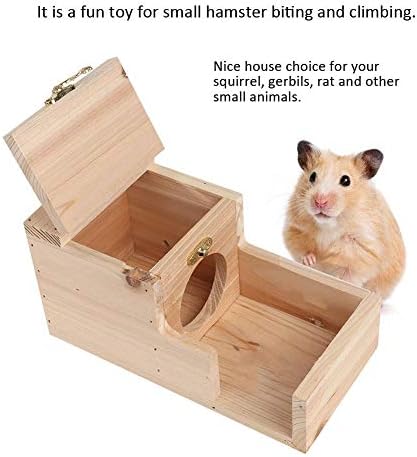 Ev Oyuncaklar için Ev Sincap Gerbil Sıçanlar, Güvenli Hamster Ev Toksik Olmayan Ahşap Taşınabilir Hamster