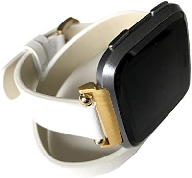 NİCKSTON Beyaz Çift Wrap Band Fitbit Versa 3 ve Sense Smartwatch ile Uyumlu Etrafında İki Kez Bilek Deri Kayış Bilezik