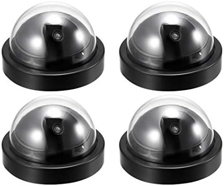 uxcell Sahte Güvenlik Kamera Kukla Dome CCTV Yanıp Sönen Kırmızı LED Uyarı uyarı ışığı Ev Açık Kapalı Siyah 4 adet
