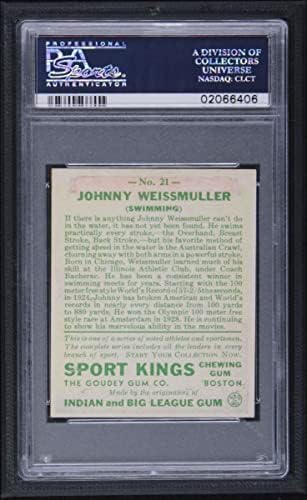 1933 Goudey Spor Kralları 21 Johnny Weissmuller (Beyzbol Kartı) PSA PSA 8.00