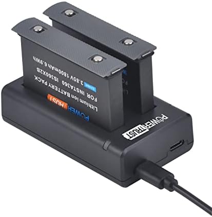 PowerTrust 1800 mAh şarj edilebilir pil (2-Pack) ve USB çifte şarj makinesi ile Uyumlu Insta360 TEK X2 Kamera