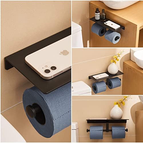 Joom Çift Tuvalet Kağıdı Tutacağı Raflı / Çift rulolu Banyo Doku Tutacağı Dispenseri, Ticari Tuvalet Kağıdı Tutucuları Tutkallı