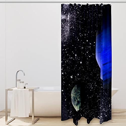 Duş perdesi Liner Seti ile 12 Yüzükler Küvet için Ağır Ev Dekoratif Duş Perdesi 72x72 İnç Uzay Gezegen Yıldızlı Gökyüzü