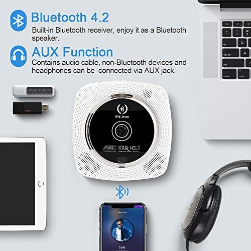 Bluetooth ile Taşınabilir CD Çalar, FM Radyo Net Ses için HiFi Hoparlörlü Ev için Duvar CD Çalarları, IR Uzaktan Kumandalı, Toz