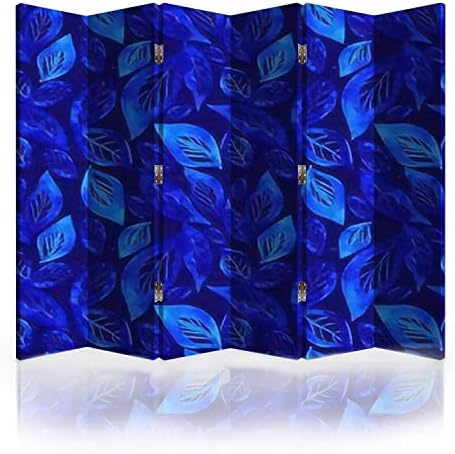 Tuval Oda Bölücü Ekran Indigo Ultramarine Suluboya Yaprakları Dikişsiz Ipek Tekstil Gaz Odası Ayırıcı Katlanır Ekran Gizlilik