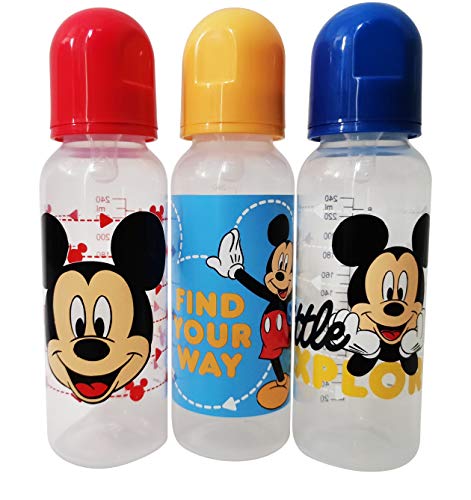 Cudlie Disney Erkek Bebek Mickey Mouse 9 oz Üç Biberon Paketi, Yolunu Bul