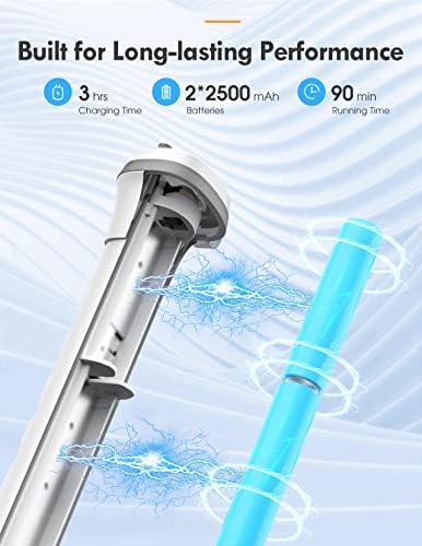Elektrikli Spin Scrubber Akülü Duş Scrubber, Güç Küvet ve Kiremit Scrubber Fırça, 2x2500 mAh 7.4 V Pil, 22~47 inç Ayarlanabilir