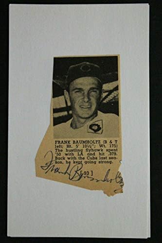 Frank Baumholtz (ö.1997) Chicago Cubs İmzalı 3x5 Resmi Haber Klibi-MLB İmzaları Kesti