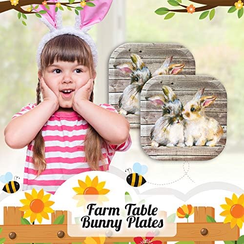 Havercamp Bunny Tavşan Ahır Ağacında 9 Tabaklar (24 adet.)! Rustik Ahır Arka Plan üzerinde otantik ve Sevimli Tavşan Tavşanlar.