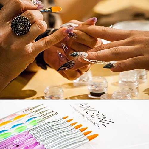 UV Jel Tırnak Sanat Fırçaları ve Çift Uçlu Tırnak Süsleyen Kalem Seti ile 15 ADET Akrilik Tırnak Fırçası Seti Tırnak Sanat Toz