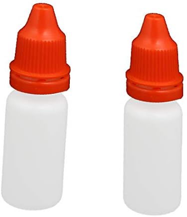 X-DREE 10 ml PE Plastik Sıkılabilir Damlalık Bırakarak Yuvarlak Şişe Beyaz Kırmızı 2 adet(10 ml PE plástico gotero gotero cayendo