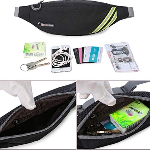 MJCYB Siyah bumbag Bel çantası, Ultra-İnce koşu kemeri, Ultra-Hafif Streç Ücretsiz Cepler Spor egzersiz kemeri Spor Cepler için