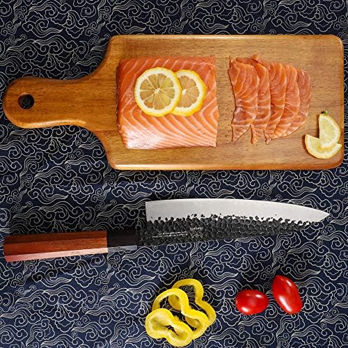 FAMCUTE 8 İnç Japon Şef Bıçağı, 3 Katmanlı 9CR18MOV Kaplı Çelik w/sekizgen Kolu Gyuto Suşi Bıçak Ev Mutfak ve Restoran için