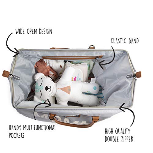 ANNE çantası Büyük Gri-Bebek Bakımı için Fonksiyonel Büyük Bebek Bezi Seyahat Çantası.
