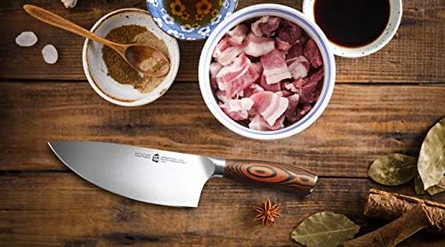 TUO Herb Sallanan & Salata Bıçağı-Sebze Cleaver-Yüksek Karbon Alman Paslanmaz Çelik Mutfak Bıçağı-Pakkawood Kolu Sebze Chopper-Lüks