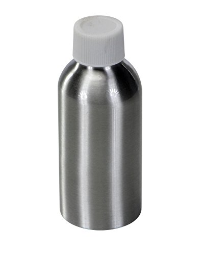 Vestil BTL-MA-4 Alüminyum Yuvarlak Metal Şişe, Beyaz Dişli Kapaklı, 4 oz Kapasiteli, Gümüş