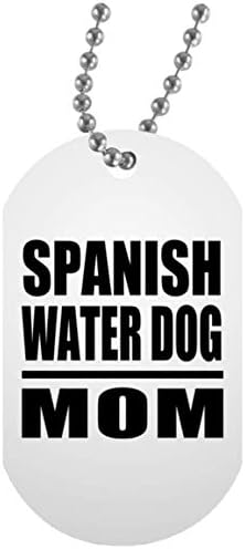 Designsify İspanyolca Su Köpek Anne-Beyaz Köpek Etiketi Askeri KIMLIK Kolye Kolye Zinciri-Köpek Sahibi için Anne Eşi Kızı Oğlu
