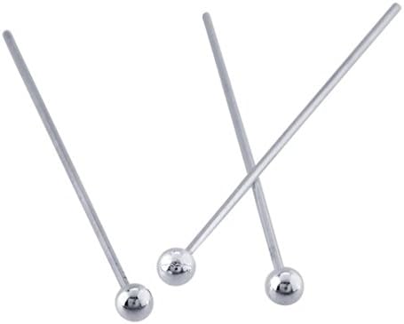 20 adet Otantik 925 Gümüş Kafa Pin Yuvarlak Top Pins 25mm (1 inç) Takı Boncuk Threading Yapımı İçin (Tel 0.7 mm/21 Ölçer/0.028