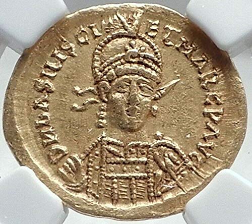 1 BU BASİLİSCUS ve MARCUS Otantik Antik 475AD AV Ro Solidus Ch XF NGC