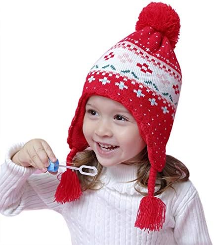MioCloth örgü pamuk Beanie Earflaps kap kış şapka sıcak Toddlers bebek kız erkek için