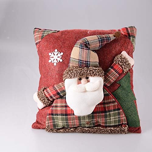 CZVEVOY Noel Dekorasyon Yastık Santa Kardan Adam Ekose Yastık Kare Yastık 3D Kanepe Atmak Yastık Bebek peluş oyuncaklar, Noel