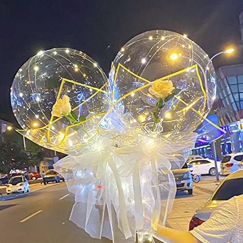 Light Up Led Balon Gül buketi Şeffaf balonlar ile Gül Çiçek Noel Ev Süslemeleri için sevgililer Günü Düğün Yıldönümü Parti Dekorasyon