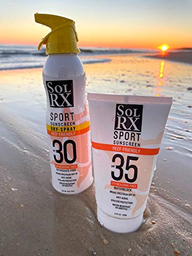 SolRX SPORT SPRAY SPF 30 Güneş Koruyucu-Sürekli Sprey, Geniş Spektrumlu Koruma, Resif Dostu, Oksibenzon İçermez-6oz.