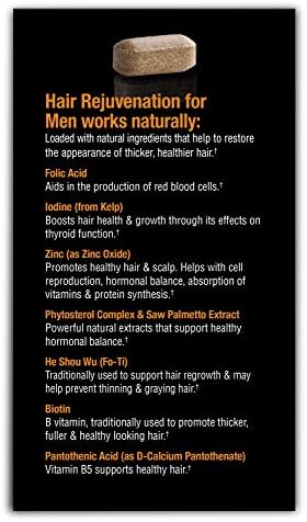 Erkekler için NuHair Saç Gençleştirme, Tabletler, 60 Sayım