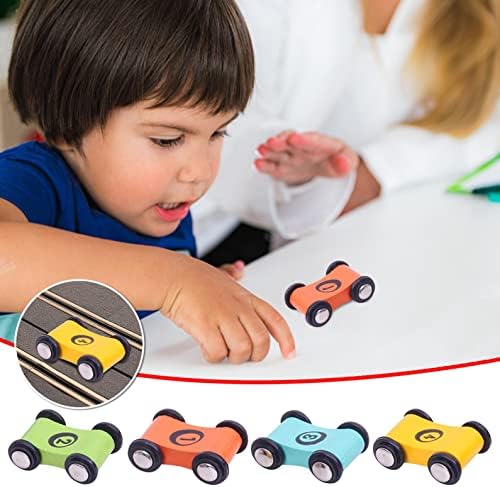 SSZMDLB Erken Çocukluk Eğitimi 4 Adet Kayın Ahşap oyuncak arabalar Parça Atalet Sürgülü Slaytlar Geri Çekin Yarış Eğitici oyuncak