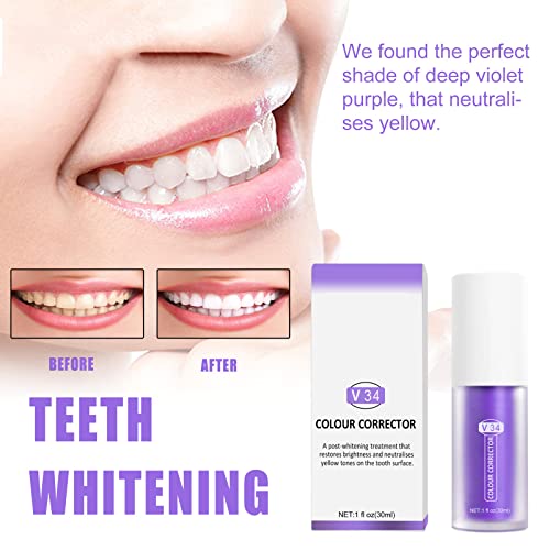 V34 Renk Düzeltici için Diş, Mor Diş Macunu için Diş Beyazlatma, Diş Temizleme Diş Macunu Diş, Yoğun Leke Çıkarma Beyazlatma