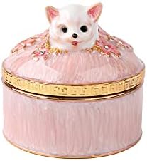 Furuıda Kedi Biblo Kutusu Menteşeli Kristal Emaye Süs Dekoratif takı Yüzük Mağaza Kutusu El-Boyalı Zanaat Hediyeler için Ev Dekor