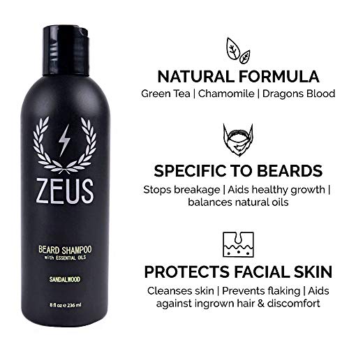 ZEUS %100 Vegan Sakal Bakım Seti-Vegan Formül Yağı, Şampuan ve Saç Kremi (Sandal Ağacı)içeren Doğal Bitki Lifi Saplı Fırça